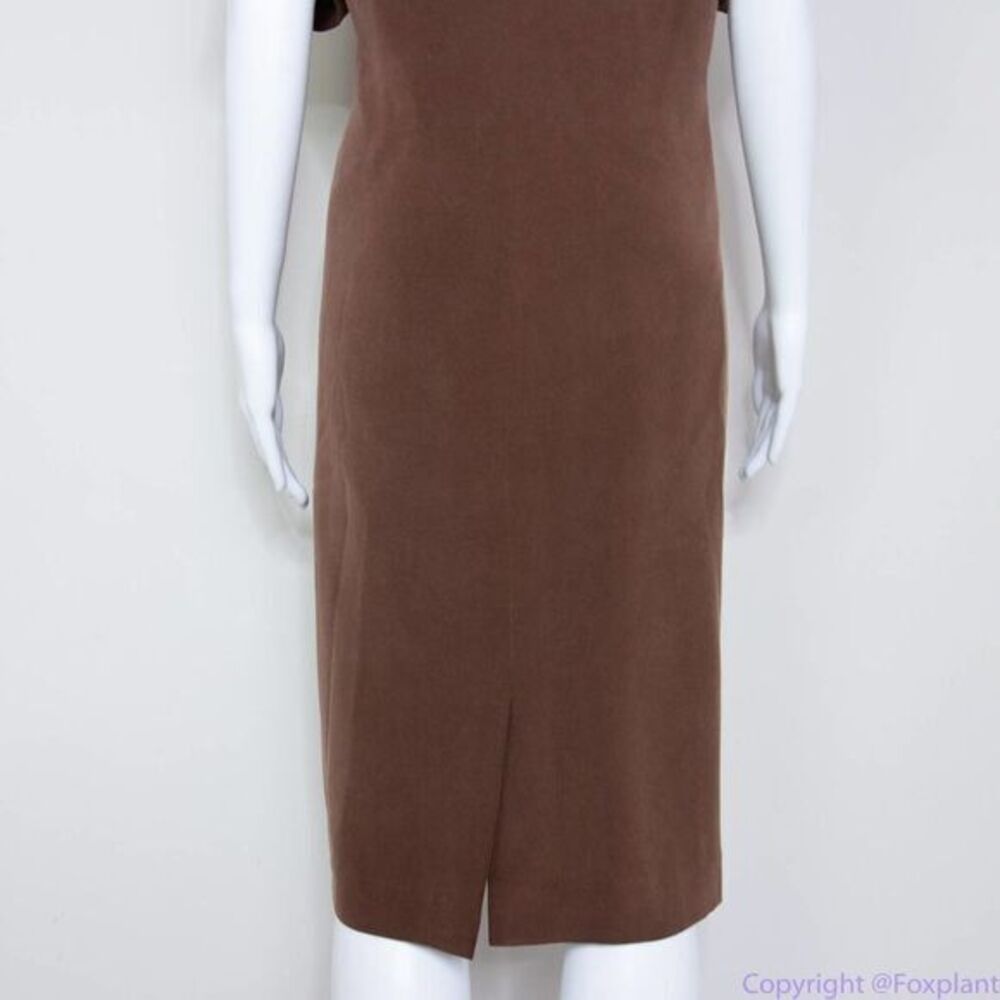 Vintage Spenser Jeremy 100% silk button down short‎ sleeves brown midi dress, 16 - Picture 12 of 16